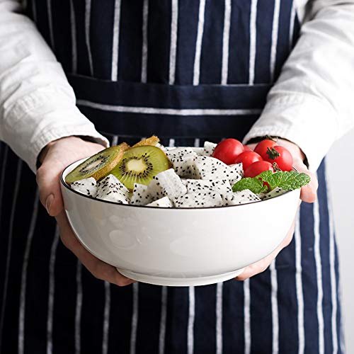 AnBnCn Salad/Soup Bowls Set 3-Pack-60 Ounce Big Stackable Round Fine Porcelain,White
