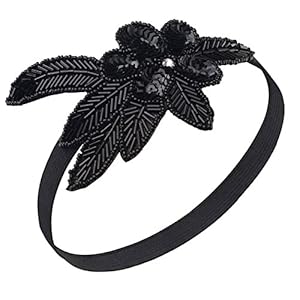 BABEYOND Hoofdband voor dames, jaren ’20-stijl, haarband, Gatsby-kostuum, accessoire (zwart), zwart, Eén maat