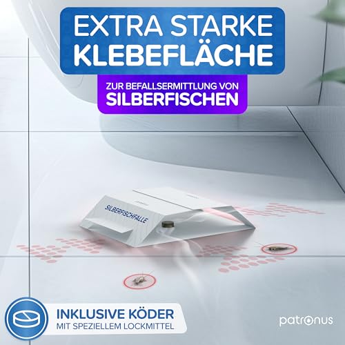 Patronus Silberfischfalle [9X] Monitoring-Klebefalle mit giftfreiem Köder – Ansicht 4