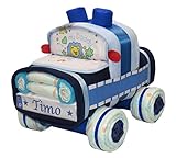 Windeltorte | Windelauto Streifenwagen blau | Windelgeschenk Junge