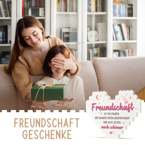 Beste Freundin Geschenke - Herzförmige Ornamente mit Spruch - Geburtstagsgeschenk für Freundin, Frauen & BFF - Freundschaft Geschenke & Dankeschön Deko zum Einzug oder Ostern