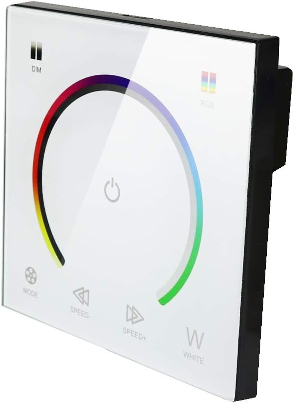 AMKILED Wall Switch Dimmer,LED Controller,Wall- Mounted Plastic Cover Touch Panel Switch for DC12V-24V 3528 2835 5050 Single Color LED Strip Lighting(RGB-Red,Green,Blue)