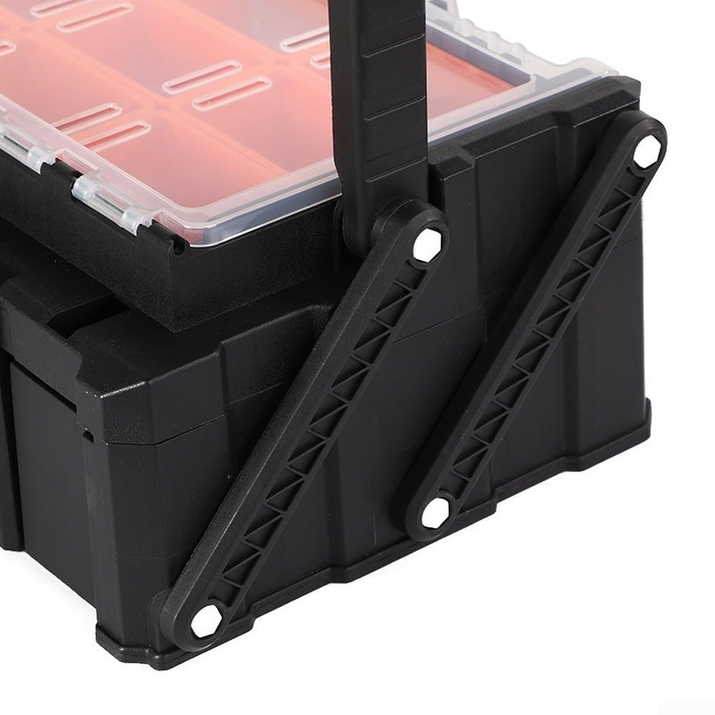 Cassetta portautensili in plastica PP con manici in alluminio robusti e scomparti multipli e chiusura magnetica sicura per lo stoccaggio dell'officina