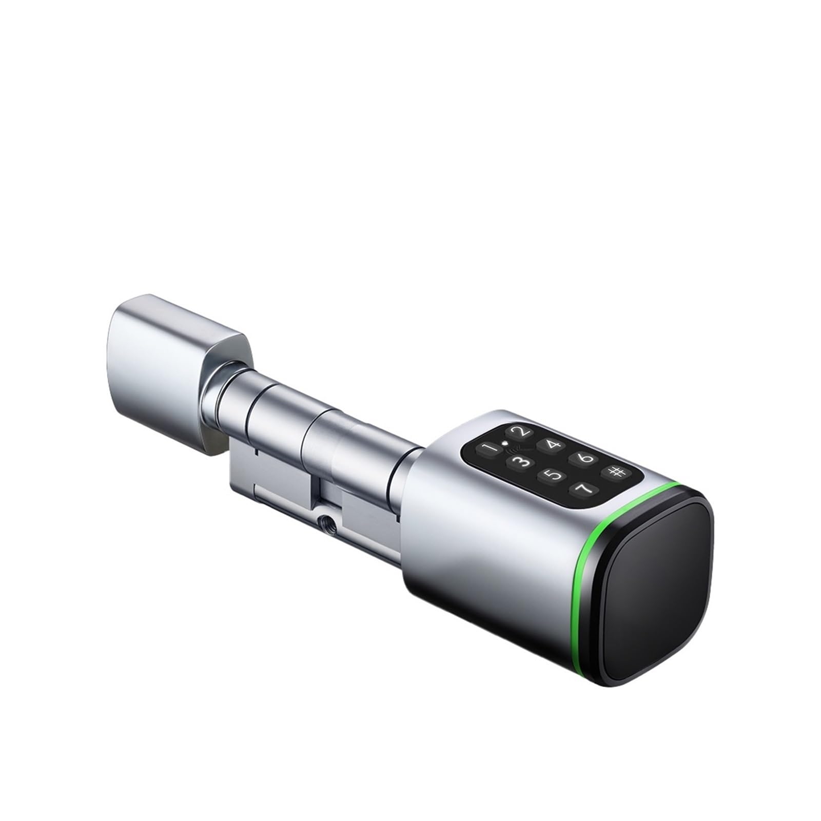 Cilindro di serratura elettronica intelligente for porte con impronta digitale, chiavi, codice PIN, sblocco tramite scheda, supporto for hotel(Silver)