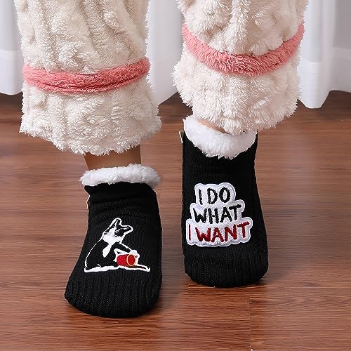 Image of ZYZX Cute Cat Slipper Socks for Women with Grips,Fuzzy Socks Indoor
