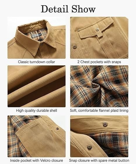Generic Kurtka designerska dla (Couleur: Ciemny brąz) (ROZMIAR: S) Męska flanelowa koszula polarowa w kratę Płaszcz roboczy w kratę i pikowana kurtka AU