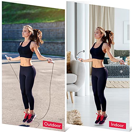 Image of Jump Rope, Weighted Jump Rope for Fitness, Skipping Rope with Counter - Heavy Handles, Adjustable Length - Cordless Jumping Rope for Men Women Kids Fitness Exercise Training