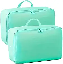 Kit com 2 Organizador Bolsa de Compressão Para Malas de Viagem Guarda Roupas e Closet Porta Edredom E Roupas (Verde)