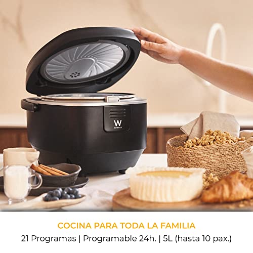 NEWLUX-Robot-de-cocina-Multifuncion-Programable-24H-Digital-V100-Tactil-Capacidad-5L-Hasta-10-pax-21-Prog-Automaticos-Mantiene-el-Calor-12H-Incluye-Cubeta-Antiadherente-y-Accesorios-900W