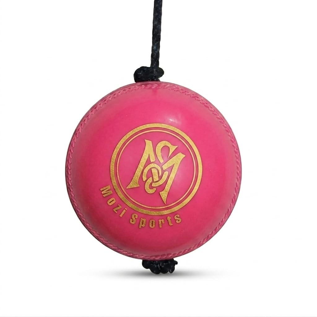 Mozi Sports String Hard Synthetic Cricket Balls – Develop Hand-Eye Coordination Hanging Ball for Practice Weight 156g (Pink)