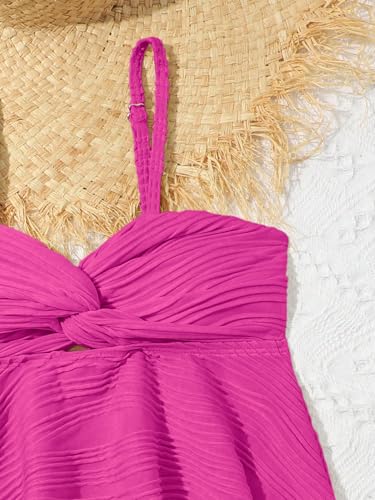 Image of OYOANGLE Girl's 2 Piece Tankini Swimsuit Textured Twist Front Ruched Ruffle Bikini Set Bathing Suits