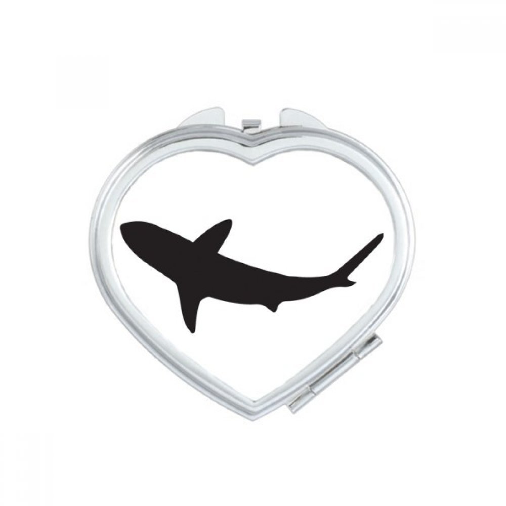 Miroir compact portable noir silhouette requin mignon de poche multicolore