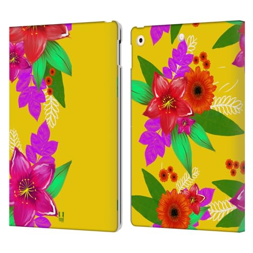 iPad 10.2 housse en cuir fleurs peintes pour travailler au café et voyager l'esprit léger