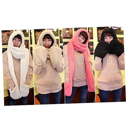 Winter Hat Scarf and Thickened Gloves for Women Stylish Cold Weather Accessory White for Fashion and Comfort3