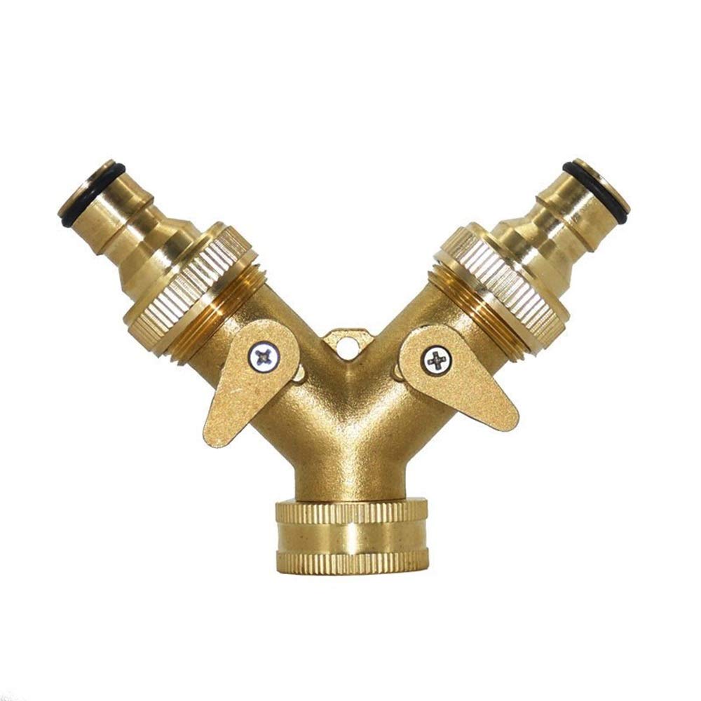 Plumbing Fittings Ball Valve Hose Fitting Brass Garden Tap 2 Way Irrigation Pipe Splitter Quick Connector Adapter Female Thread G3/4 1pcs