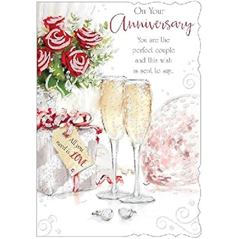 On Your Anniversary. Champagne Glasses Wedding Anniversary card Cover