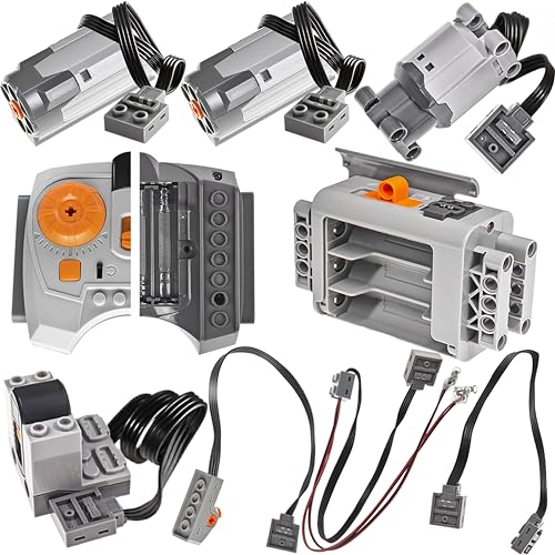 Habow 9 in 1 Power-Functions Motor-Set Habow Technic Parts Set - 370PCS Building Blocks Compatible with Major Brands technic-Motor STEM Building Block Toy for MOC Technic-Parts.