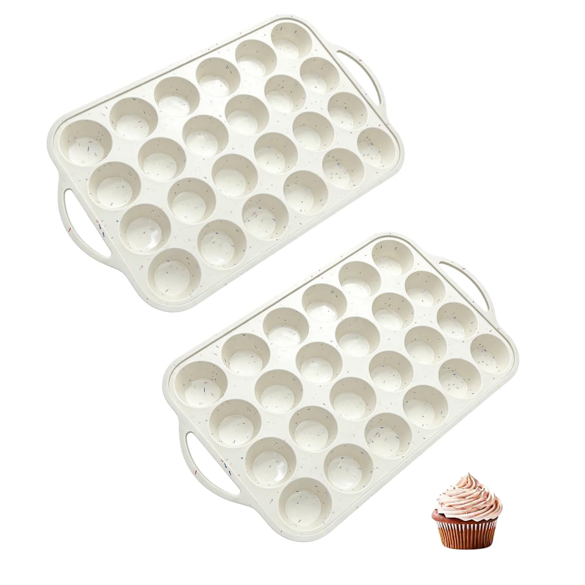 Molde De Silicona Porosa Molde Redondo Para Pan Paquete De 2 Molde De Silicona Para Muffins Y Cupcakes Con Anillo De Acero Incorporado Para Hornear En Casa 24 Agujeros