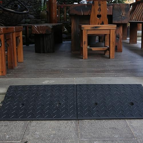 Rampas portátiles de caucho-plástico, 50x32x8 cm para sillas de ruedas, scooters eléctricos miniatura 3