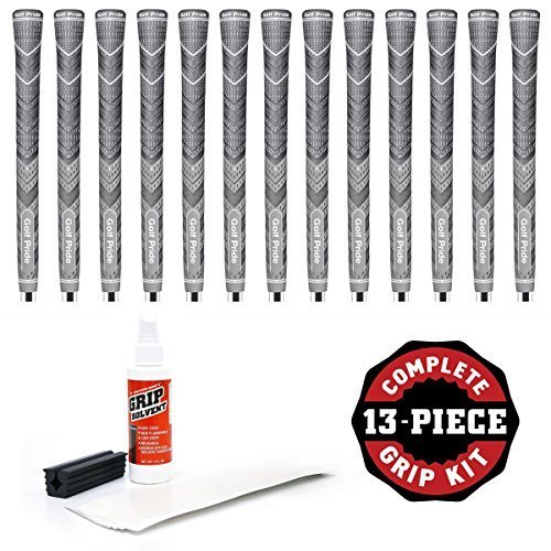 Golf Pride New Decade MCC Plus4 Grip Kit with Tape, Solvent and Vise Clamp (13-Piece), Midsize, Gray by Hireko Golf
