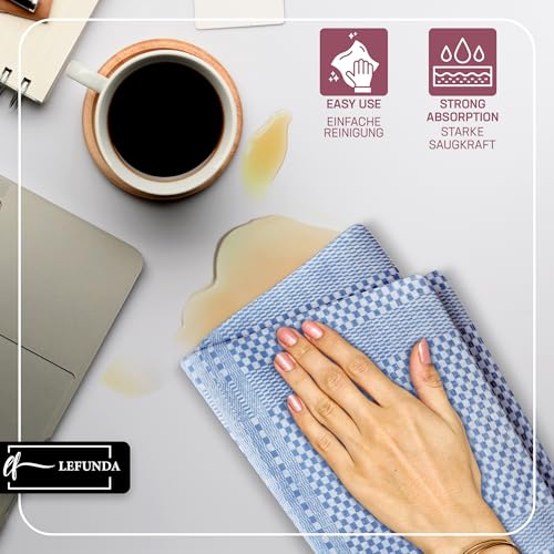 Set di 10 Strofinacci Cucina-Asciugamani da cucina in 100% cotone, 220 GSM, Morbidi e Super Assorbenti, Facilmente Lavabile, 50x70cm, Stracci, Canovacci, Asciugami, Strofinaccio, 10 Blu - immagine 3