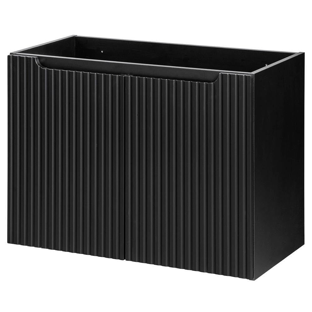 [en.casa] Conjunto Mueble de Baño con Lavabo Ovalado Newport Armario Bajo Baño Suspendido con 2 Puertas y Encimera 1 Lavabo de Cerámica Aglomerado 80x71x40 cm - Negro/Efecto Roble