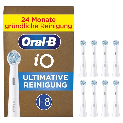 Oral-B iO Ultimative Reinigung Aufsteckbürsten ORIGINAL Zahnbürstenaufsatz für Elektrische Oral-B iO Zahnbürsten Ersatzbürsten Bürstenköpfe für Tiefenreinigung & Plaqueentfernung Weiß 8 Stück