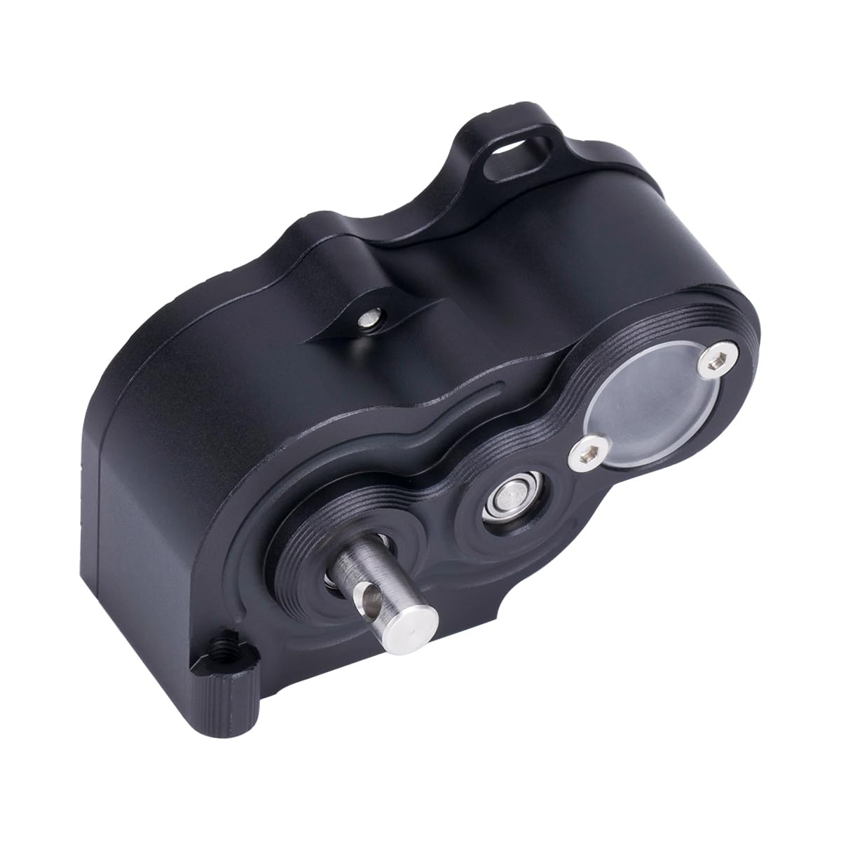 Ultra Light LCG Metal Transmission Gearbox with Motor Gear for 1/10 RC Car SCX10 TRX4 RC4WD Capra Upgrade Part (Black)