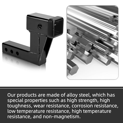 Puxyblue 50650 Trailer Hitch Riser with 6\" Drop/Rise Adjustment Trailer Hitch Adapter with 5/8\" Hitch Pin Compatible for Most 2\" Hitch Receivers and Most Vehicles of Different Types - 2 Year Warranty - Thumbnail 3