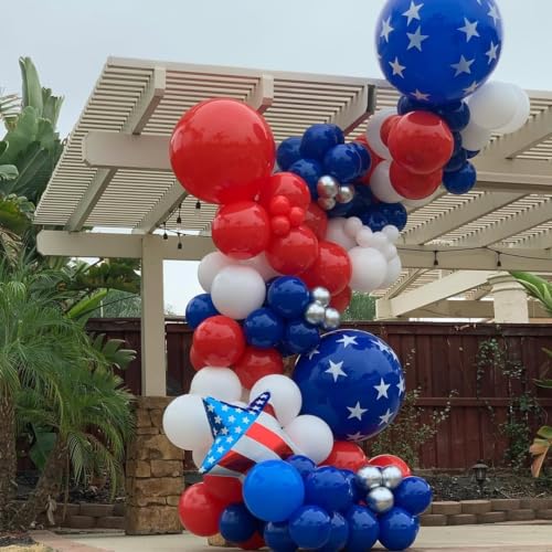 Image of HXBELTQ Red White and Blue Balloons, 55Pcs Red and Blue Confetti Balloons for 4th of July Decorations Independence Day Patriotic USA Party Anniversary