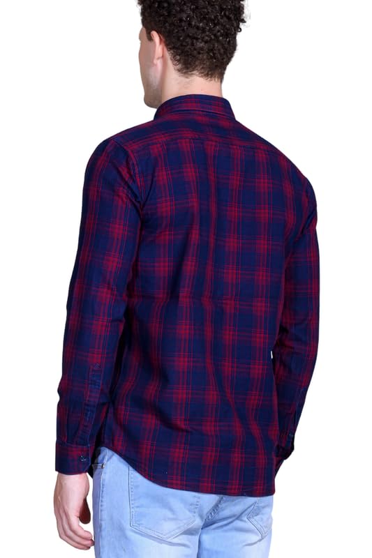 Image of SANE ORIGINALS Ingdigo Washed Checks Pure Cotton Shirt for Men
