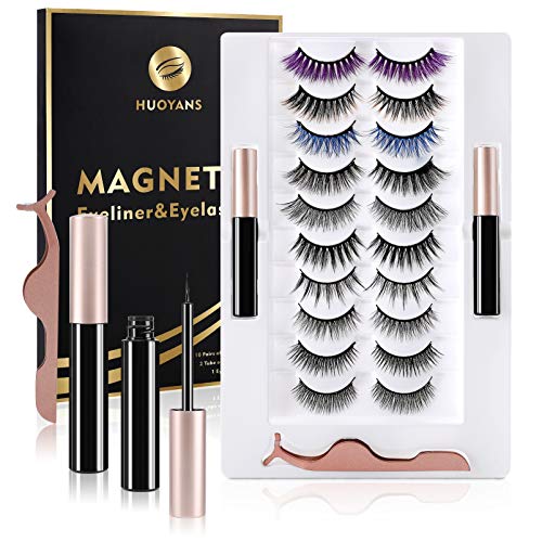 10 Pairs Magnetic Eyelash With Eyeliner, Reusable False Lashes Set , No Glue Needed