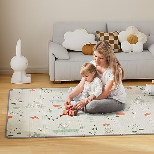 Image of LAITIMIA Baby Play Mat 79" x 59" x 0.4" Extra Large Crawling Mat Thick Foam Activity Mat for Babies Anti-Slip Mat for Kids Toddlers Waterproof Tummy Time Mat Portable Playmat for Outdoor Travel (Fox)