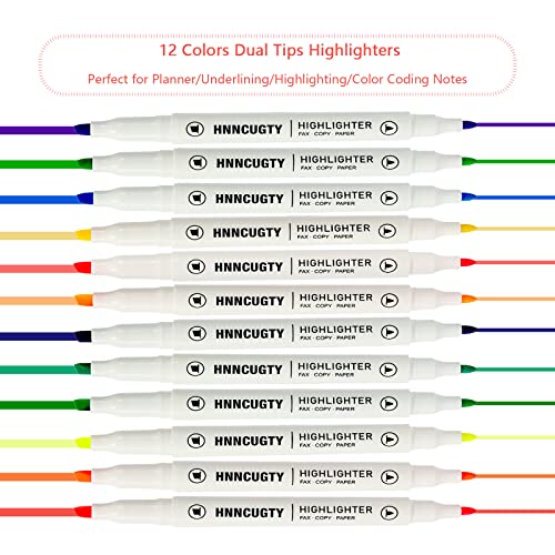 Highlighters, Pastel Highlighter Assorted Colors, Cute Dual Tips Highlighters Marker Pens, Chisel Tip, Aesthetic Highlighters For Journaling Note Taking College Preppy School Office Supplies,12 Colors #TOP1