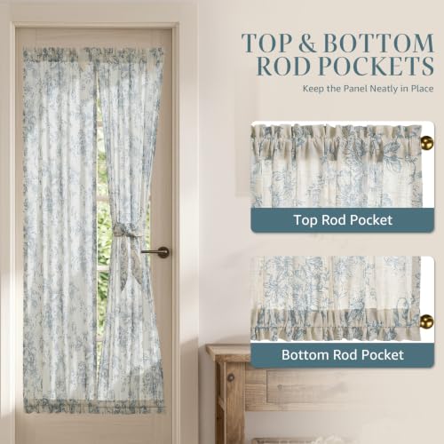 Image of jinchan Floral Sidelight Curtains for Front Door, 26x72, 2 Panels