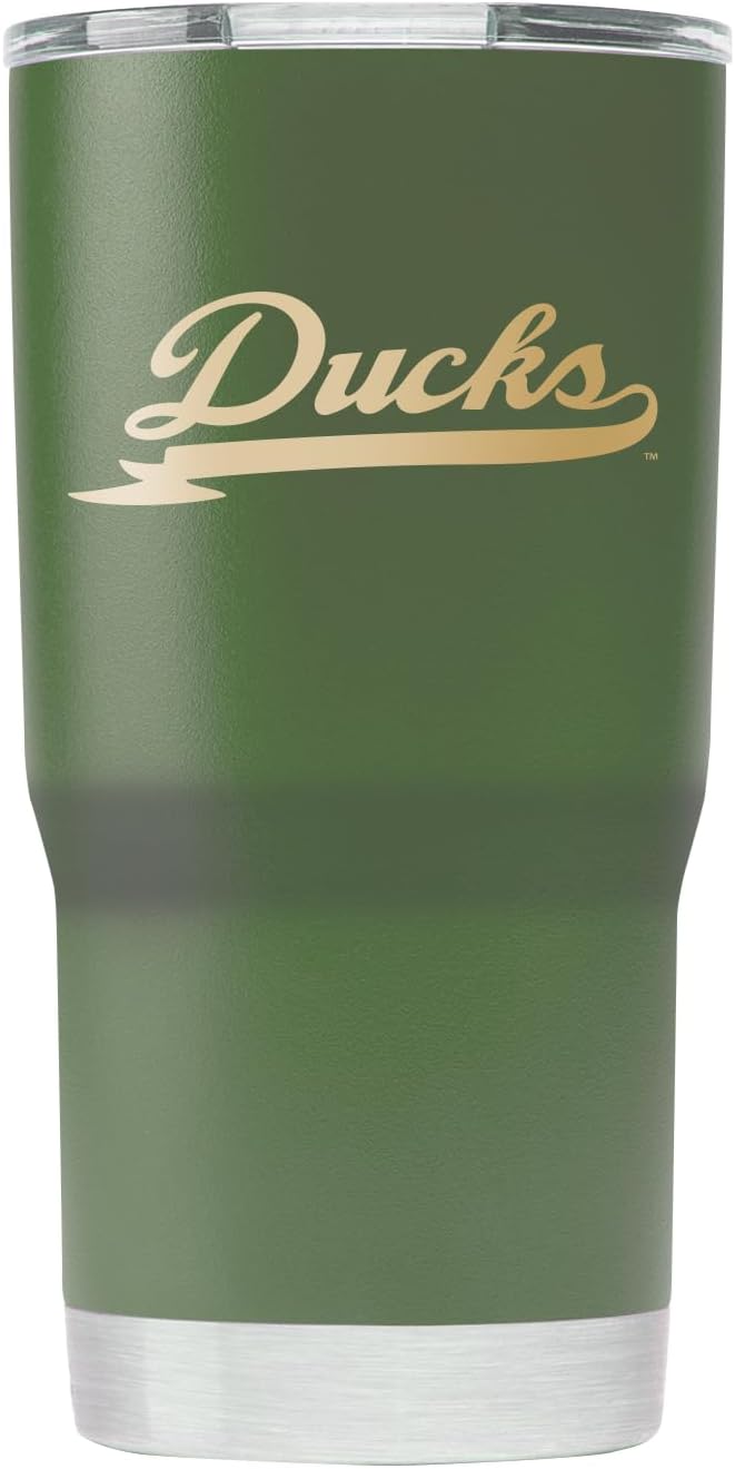 Gametime Sidekicks Oregon Ducks 20oz Olive Green Tumbler - Officially Licensed, 18/8 Stainless Steel, Double-walled, Vacuum-insulated, UV LED Printed Logos, Sweatless, Stays Hot/Cold