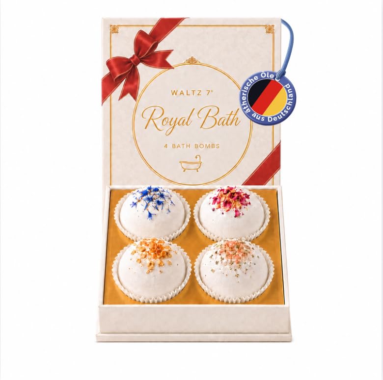 WALTZ 7 Badekugeln Set, 4 Stück mit 4 Düften, Wellness Geschenkset mit ätherischen Ölen...