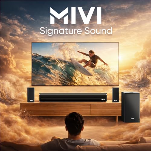 Image of Mivi Nex 450 Soundbar [New Launch], 450W 5.1 Channel System with 3 in-Built Speakers, 2 Satellite Speakers and a Subwoofer, Nex Surround Feel Technology, Multiple Input Modes, Made in India