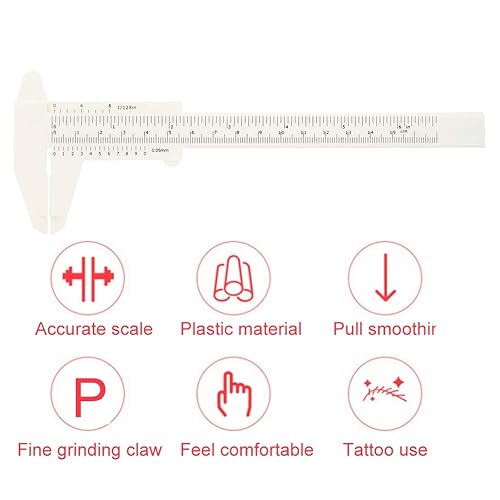 Miniatura 6 de Vernier Calibrador impermeable de plástico para cejas regla de maquillaje permanente para estudiantes herramientas de medición experimental para