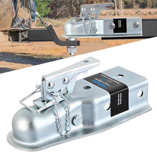 Nilight Straight Trailer Coupler with Security Latch&Chain for 2-Inch Hitch Ball 3-Inch Channel 3500 LBS Heavy Duty Trailler Tongue Coupler for Station Wagon Truck Bolted & Welded Installation