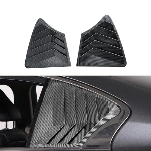 NINTE Rear Side Window Louvers for 2014-2023 Infiniti Q50 Carbon Fiber Style Air Vent Scoop Shades Cover Blinds Trim Exterior Accessories Sport Style 2pcs