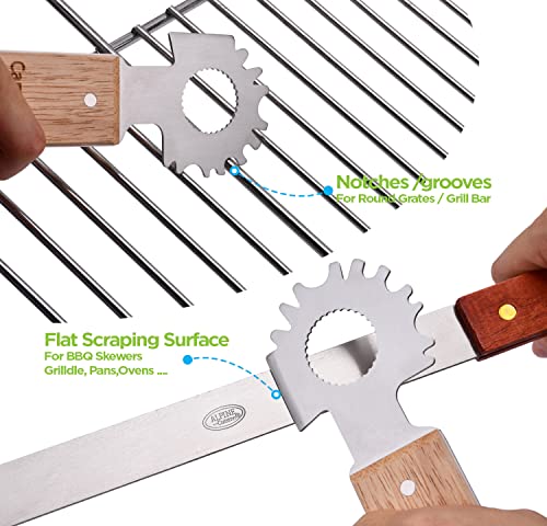 Carvefun Magnetic BBQ Grill Scraper Tool Beer Bottle Opener Works with Most Grills Griddle Or Oven Grates Bristle Free Grill Grate Cleaner Barbeque BBQ Grill Accessories Stainless Steel for Fridge