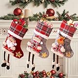 FENGQ 3 Pezzi Calze Natalizie da Appendere, Calze Befana Vuote, Calza della befana Vuota Personalizzata, Calze della befana vuote, Calza Befana Vuota per caminetti, Alberi di Natale, pareti, Scale