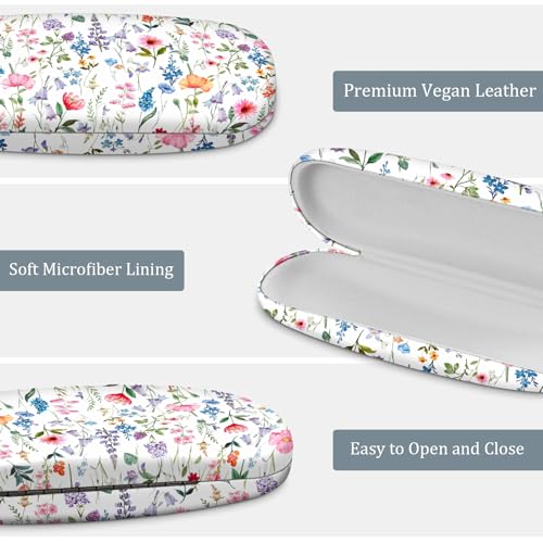Image of FINTIE Hard Shell Eyeglasses Case, Portable Protective Glasses Cover Eyeglass Holder Box with Cleaning Cloth for Men Women