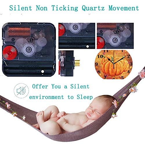 Pfrewn Autumn Pumpkin Maple Lraf Wall Clock Silent Non Ticking Fall Harvest Clocks Battery Operated Vintage Desk Clock 10 Inch Quartz Analog Quiet Bedroom Living Room Home Decor thumb #3