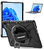 BRAECN Hülle für Microsoft Surface Pro 11 2024 / Pro 10 2024 / Pro 9 2022 13 Zoll, Stoßfeste Robuste Tragbare Hülle mit 360°Drehbarem Ständer & Handgurt, Schwarz