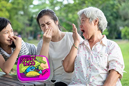 Funny Statement Mints - Breath Fresheners For Adults - Mens Gag Gifts, Stocking Stuffers, Candy Basket Fillers - Sugar-Free - Pocket-Size Metal Tins (Stinky Taco) #TOP6