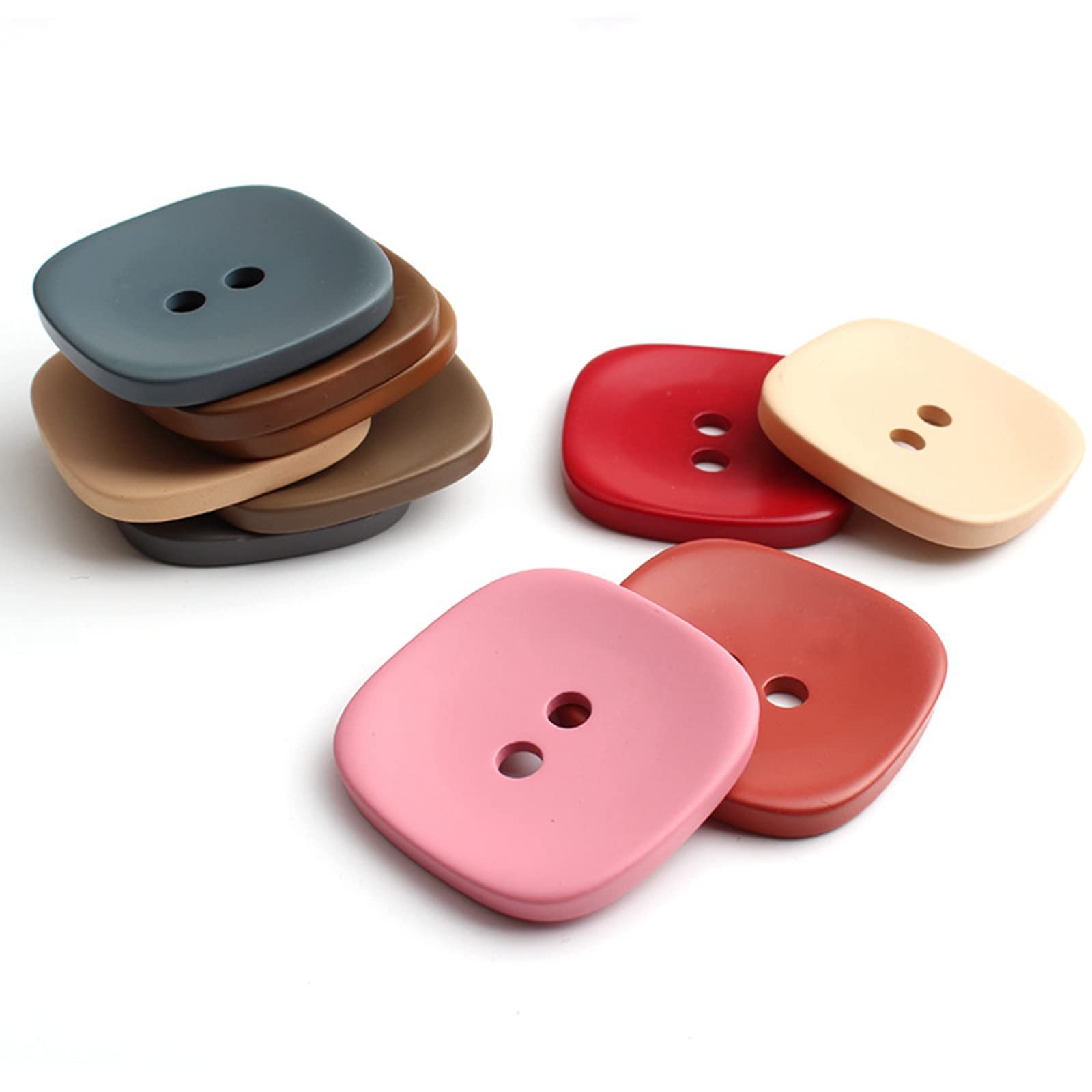 Lot De 10 Boutons Ovales En Résine Grain De Bois - Taille 27 Mm Pour Vêtements Et Manteaux