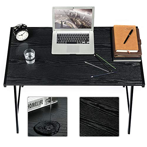 Aingoo Computer Desk Modern Simple Writing Study Desk for Small Space with Sturdy K-Shaped Legs Home Office Notebook Desk Black