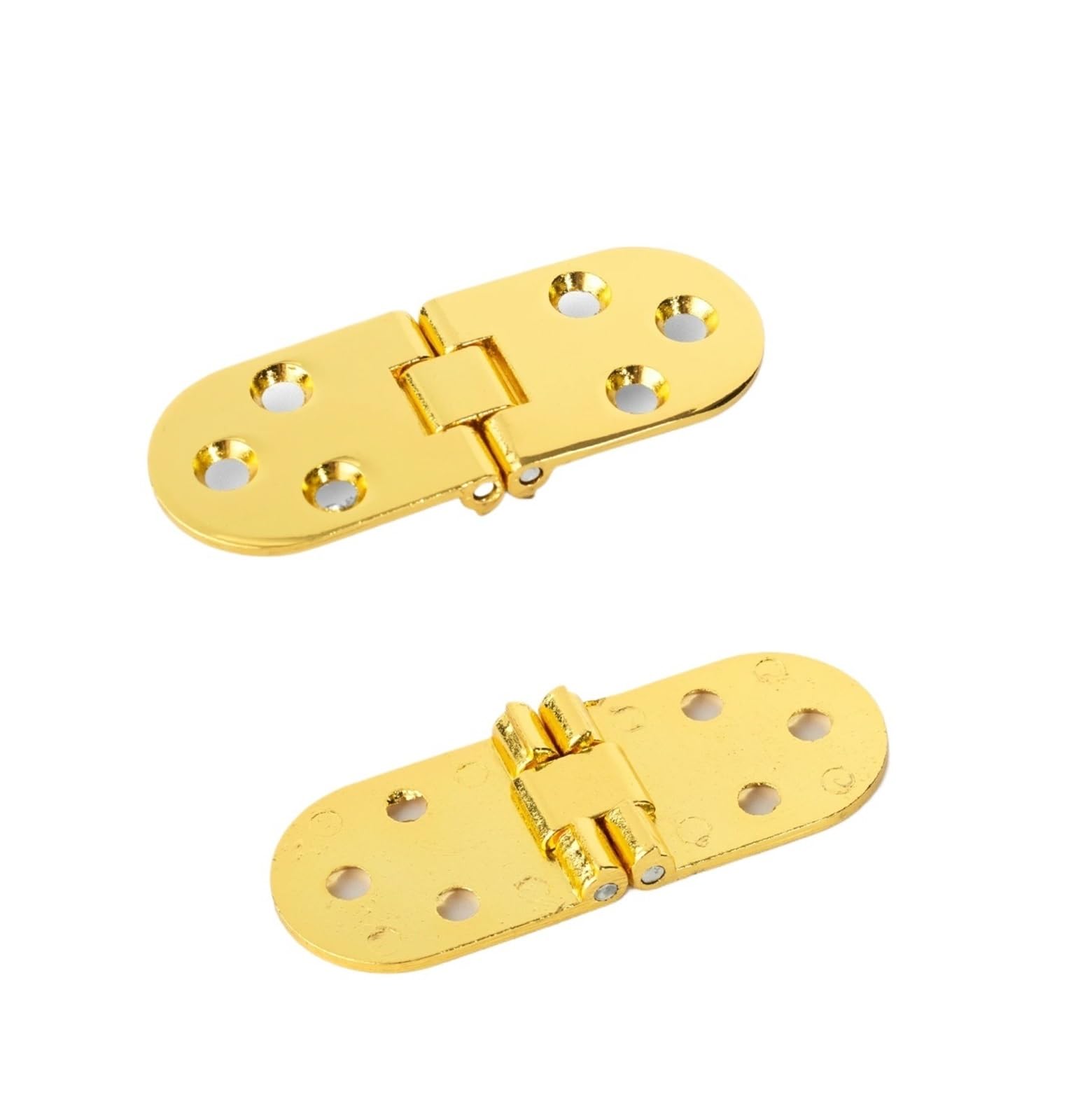 180° Foldable Rounded Corner Screw-On Hinges, 2pcs(Gold)